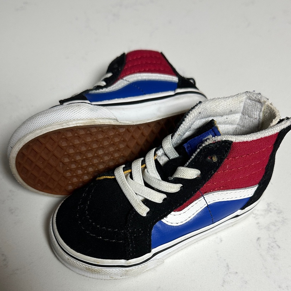 Vans Kids High-Top Sneakers - Black, Red, and Blue